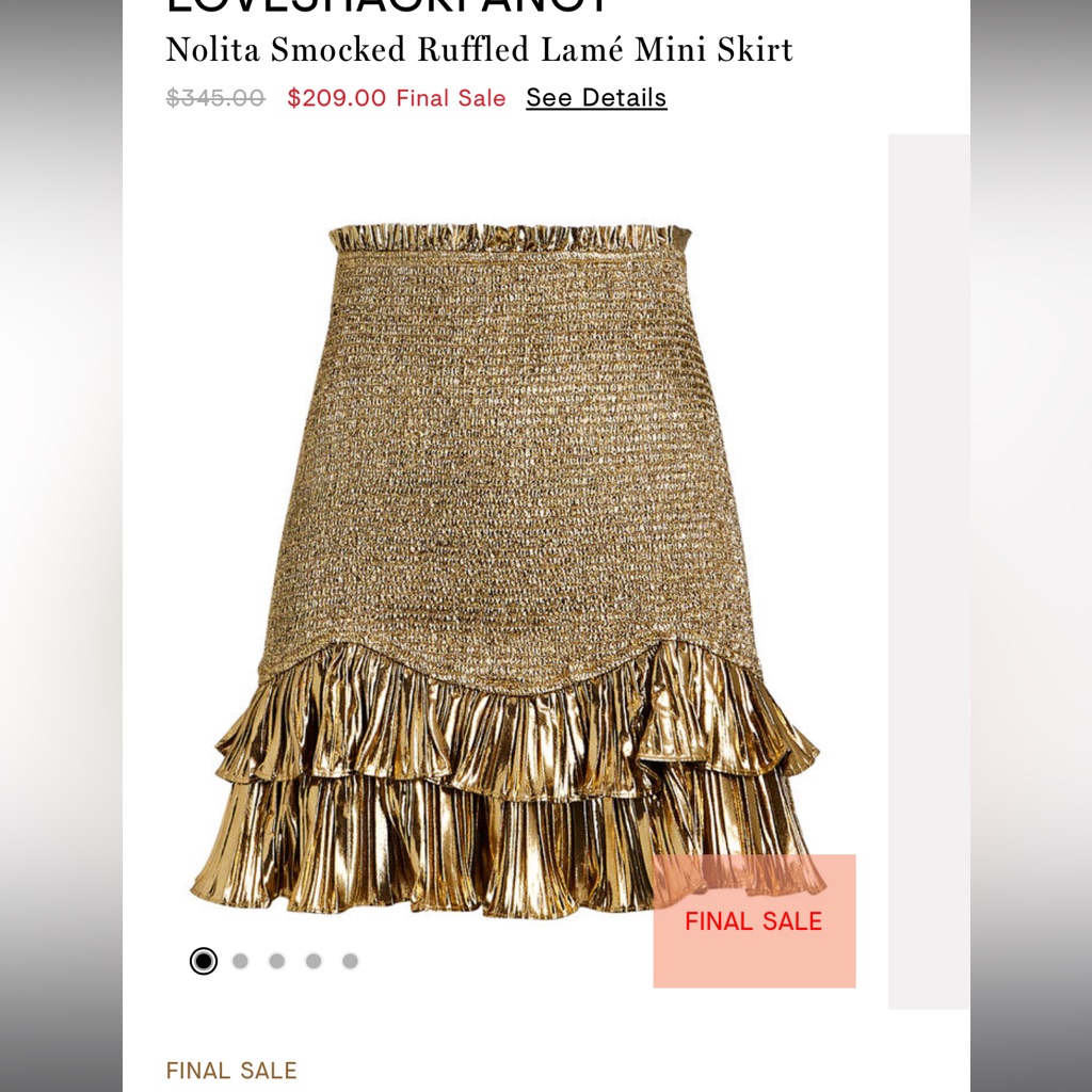 Loveshackfancy Gold Skirt - Worn Once, Size Xs